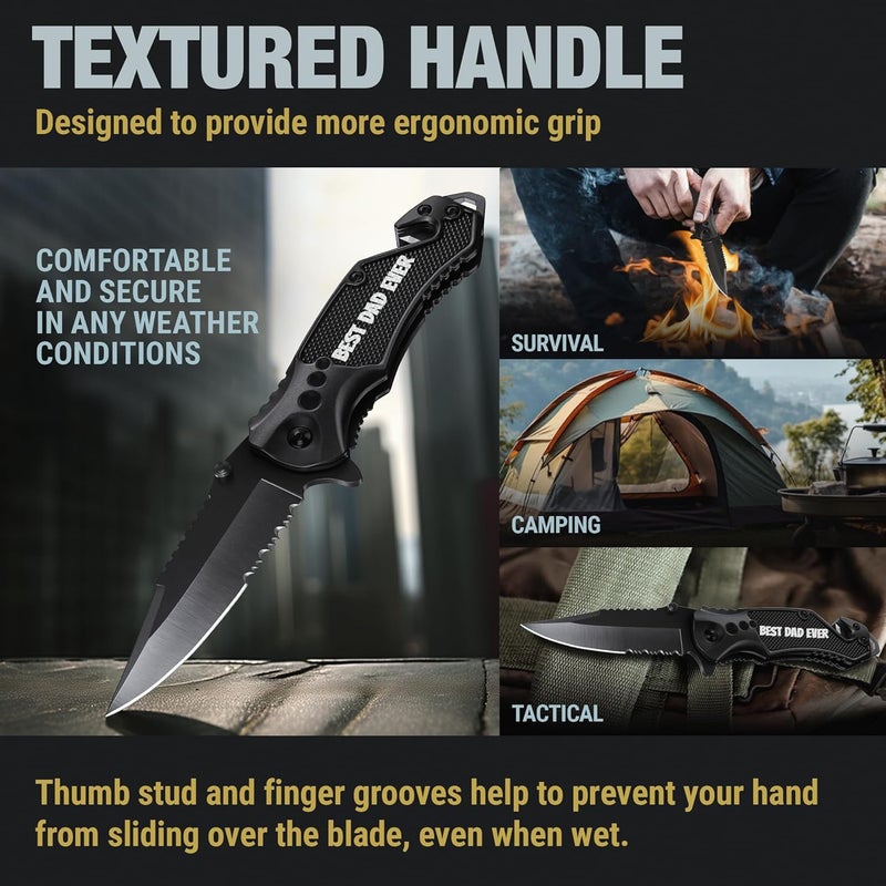 GOOD WORKER Legal Pocket Knife with 2.95” Serrated Blade, Glass Breaker, Seat Belt Cutter - EDC Sharp Folding Knives with Portable Clip - Small Tool for Tactical Camping Survival Hiking - Gifts for Men, Women - Image 5